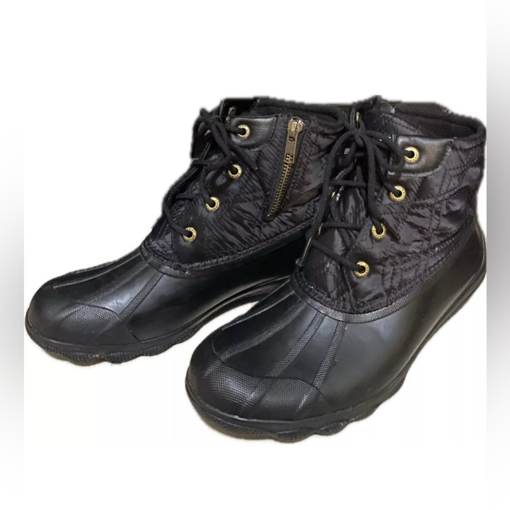 Sperry saltwater Womens size 7 shoes black waterproof duck boots